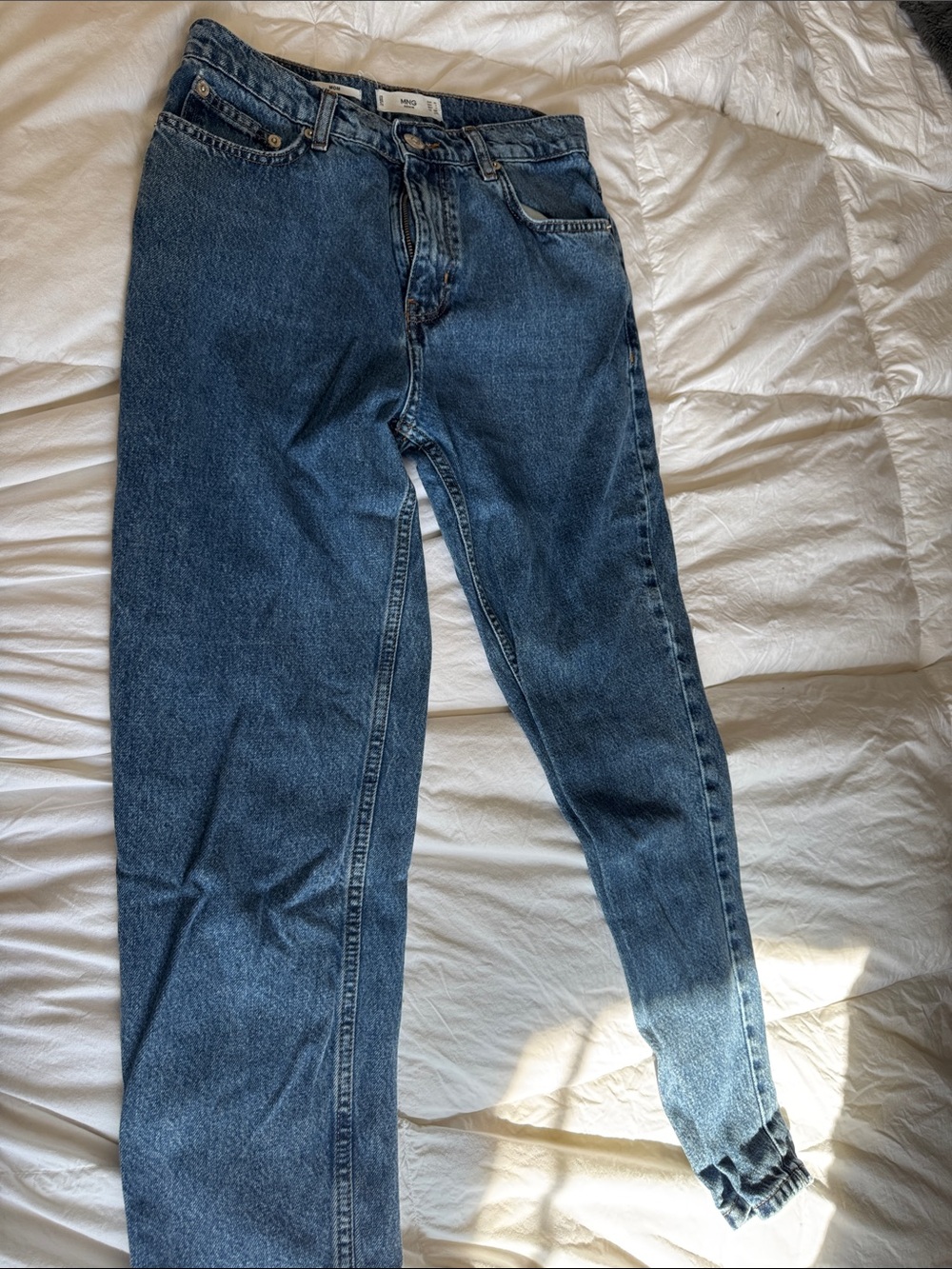 High-Rise Straight Leg Jeans in Medium Blue